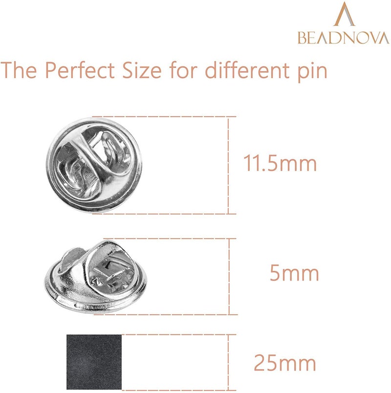 BEADNOVA 50PCS Butterfly Clutch Metal Pin Backs Pin Backings for Lapel Clips (Silver, 50 pcs) - Image 2